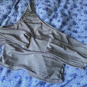 Cropped gray bow tie tank top